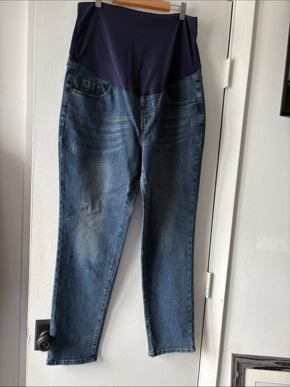 Old Navy Dark Blue Denim Maternity Jeggings with Navy Stretch Panel